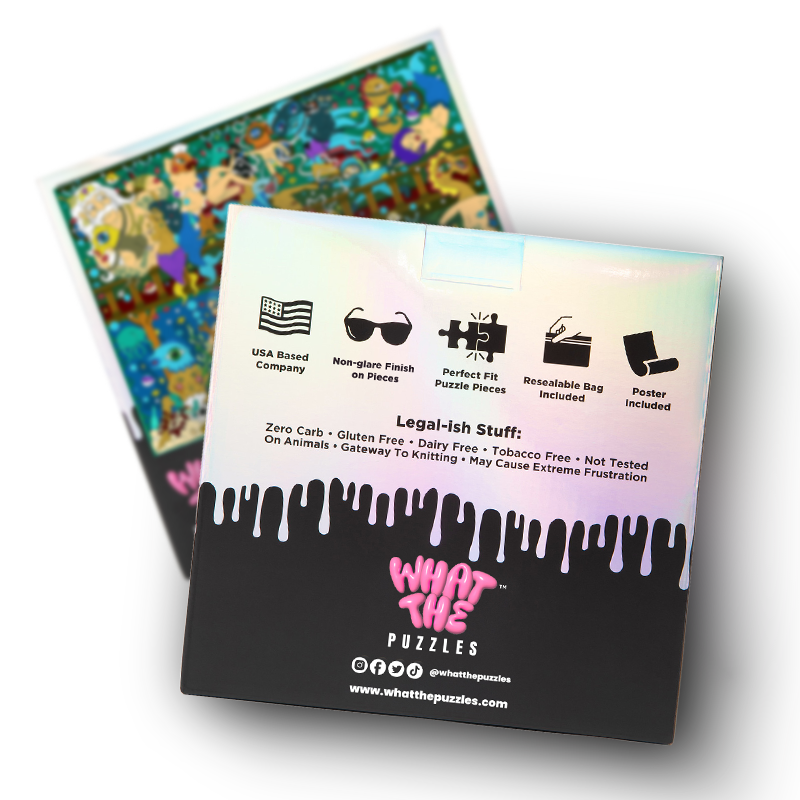 Back of the Clam Jam 1000-piece jigsaw puzzle box with product details