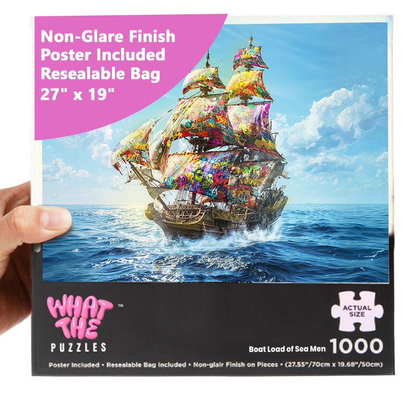 What The Puzzles |  Boat Load of Sea Men 1000-piece jigsaw puzzle Non-glare Finish Poster