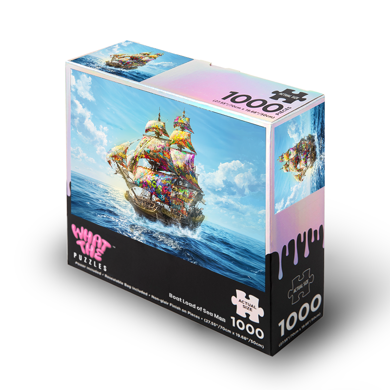 What The Puzzles | Boat Load of Sea Men 1000-piece jigsaw puzzle box
