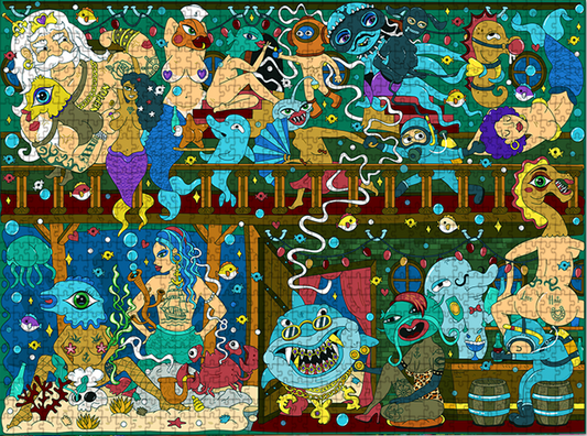 Colorful mosaic artwork with various figures and patterns by WTF Puzzle