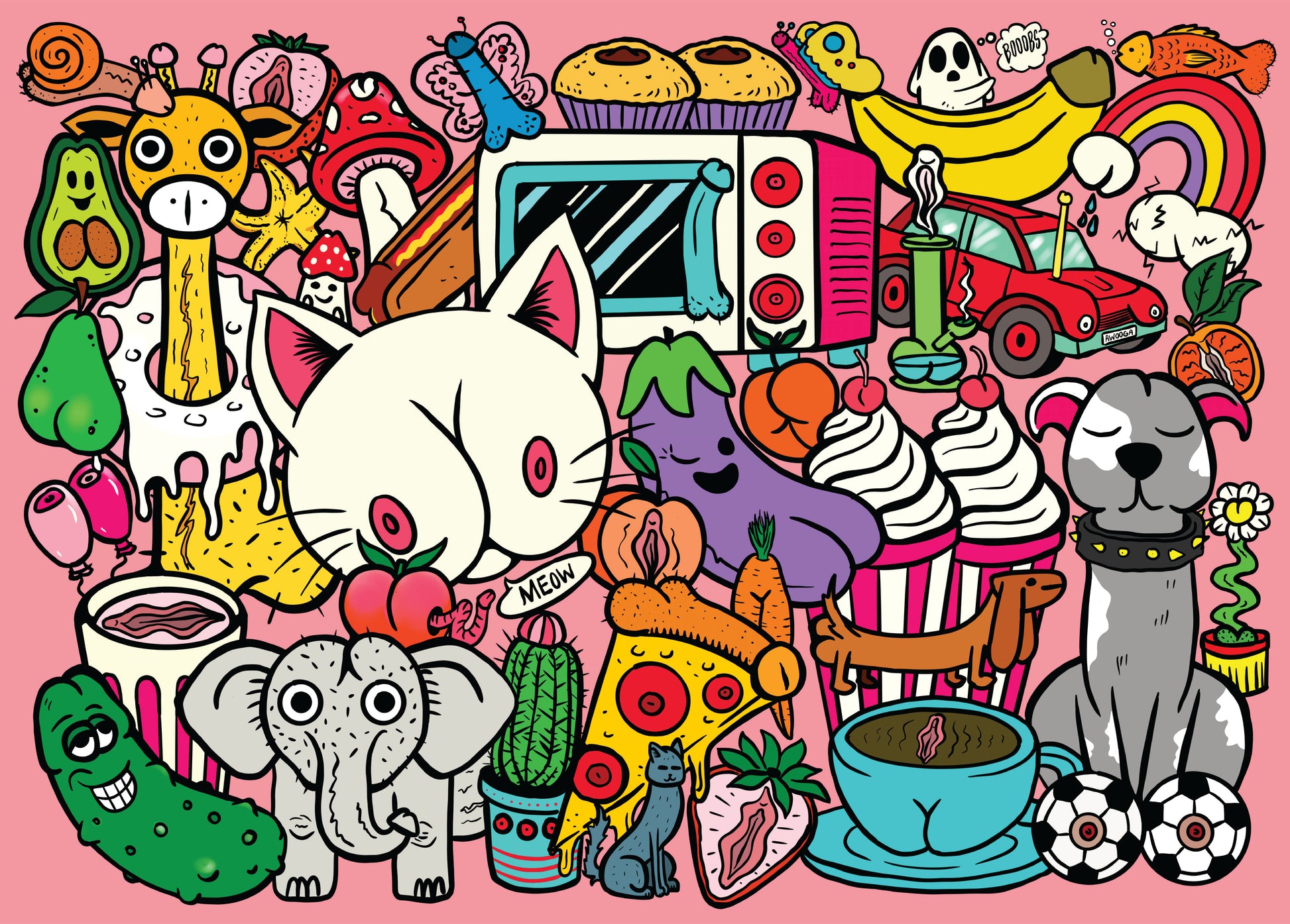 Banner image of the Dirty Doodles 1000-piece jigsaw puzzle for adults.