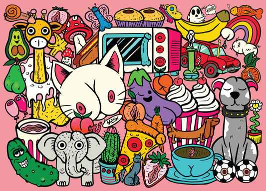 Banner image of the Dirty Doodles 1000-piece jigsaw puzzle for adults.