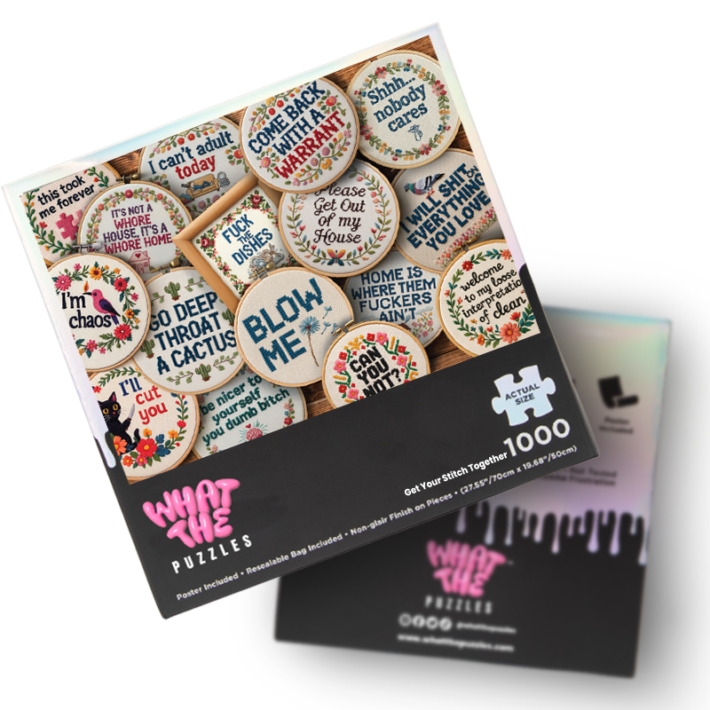 Get Your Stitch Together 1000-piece jigsaw puzzle box for adults