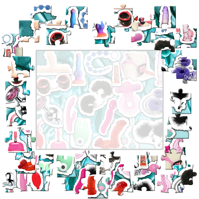 Colorful puzzle pieces with abstract designs on a white background by WTF Puzzles