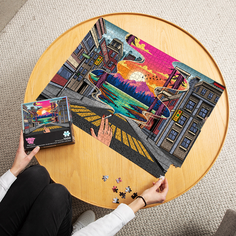 Moment of Clarity 1000-piece puzzle finished and laid out on table