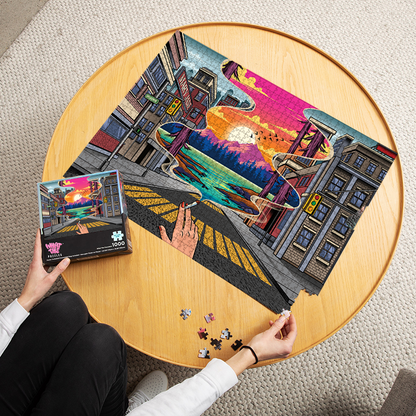 Moment of Clarity 1000-piece puzzle finished and laid out on table