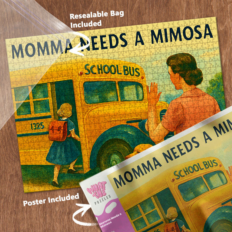 Momma Needs 1000-piece jigsaw puzzle with resealable bag and included poster