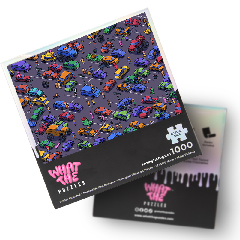 Parking Lot Purgatory 1000-piece jigsaw puzzle box for adults
