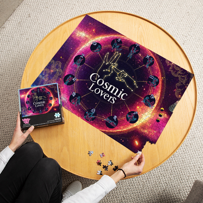 Zodiac Lovers 1000-piece puzzle finished and laid out on table