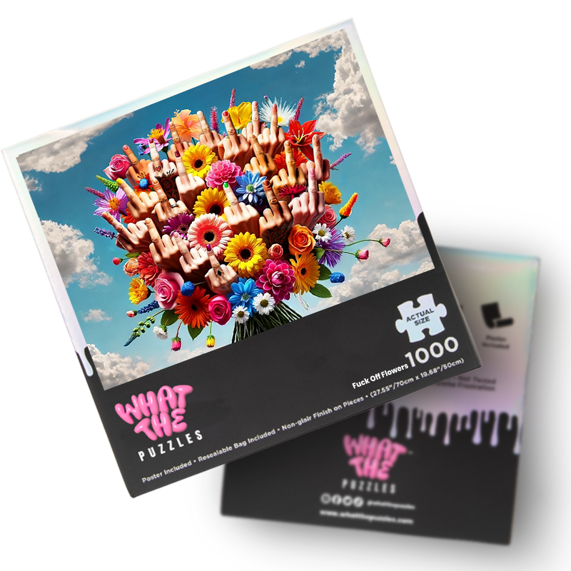 Fuck off flowers 1000-piece jigsaw puzzle box for adults