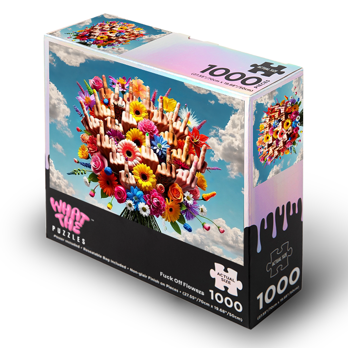 Fuck off flowers  1000-piece jigsaw puzzle box