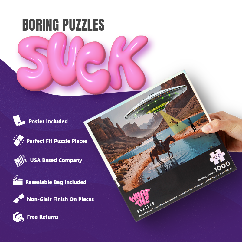 Horsing around 1000-piece jigsaw puzzle for adults.