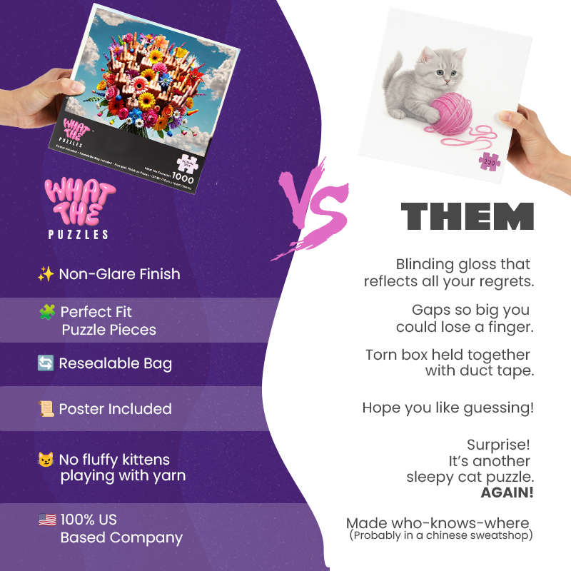 Fuck off flowers 1000-piece jigsaw puzzle comparison