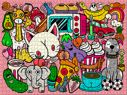 Banner image of the “Dirty Doodles” 1000-piece jigsaw puzzle for adults.